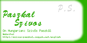 paszkal szivos business card